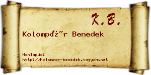 Kolompár Benedek névjegykártya