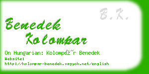 benedek kolompar business card